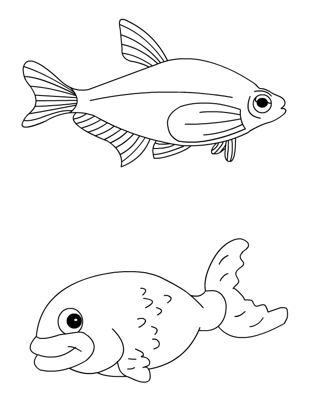 Coloriage à imprimer, les poissons d'avril