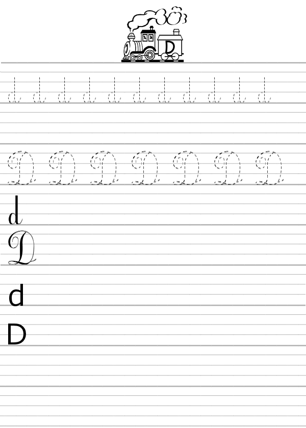 Apprendre à écrire la lettre D en majuscule et minuscule