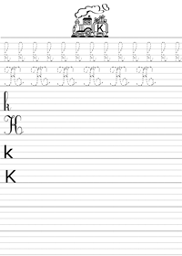 Ecrire la lettre K en majuscule et minuscule
