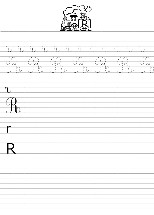Apprendre à écrire la lettre R en majuscule et minuscule