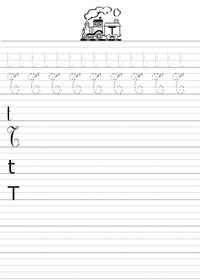 Ecrire la lettre T en majuscule et minuscule