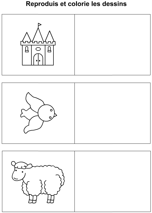 Apprendre à dessiner un château, un oiseau, un mouton