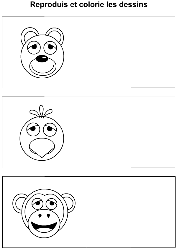 Apprendre à dessiner une tête d'ours, de coq, de singe