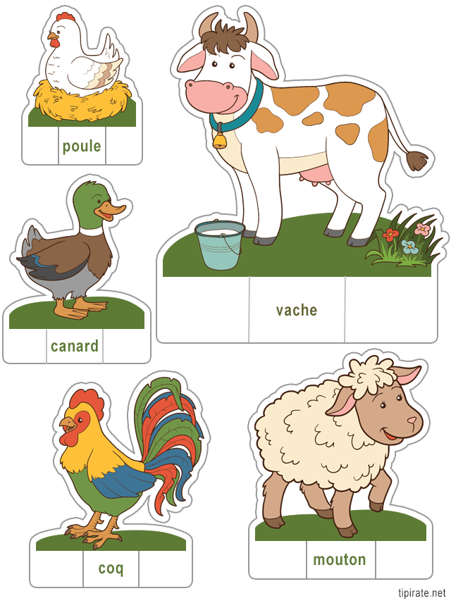 Apprendre les noms des animaux de la ferme en les découpant