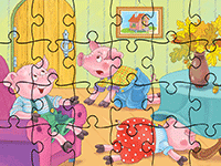 Jeux de puzzle en ligne, 24 pièces, les trois petits cochons