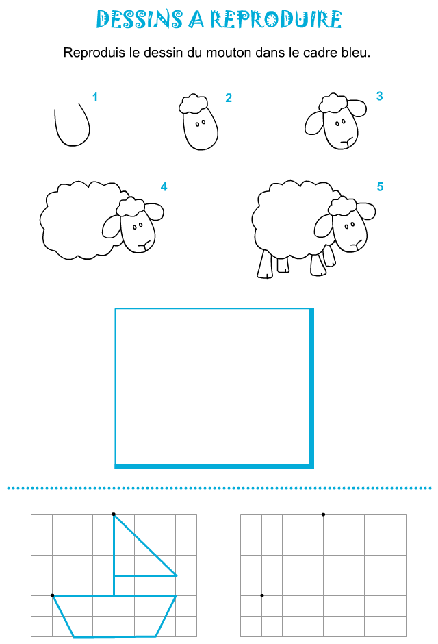 Activités pour enfants : dessiner un mouton et un bateau