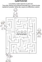 Jeux à imprimer pour enfants de maternelle ; labyrinthe