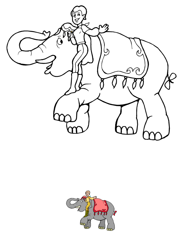 Dessin à colorier, l'éléphant de cirque