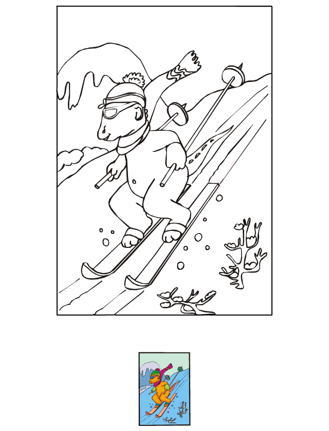 Dessin à colorier, le ski