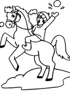 Coloriage à imprimer, l'enfant et le cheval