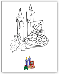 Coloriage, bougies et décorations de Noël