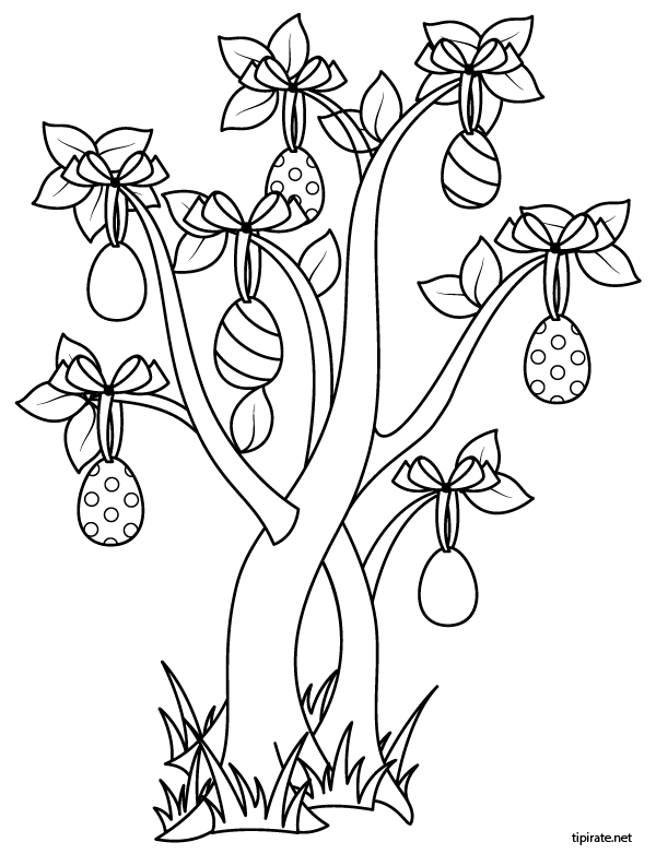 Coloriage, un arbre de Pâques - tipirate