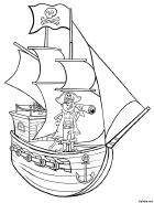 Coloriage à imprimer, le bateau des pirates