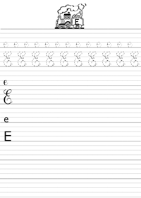 Ecrire la lettre E en majuscule et minuscule