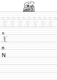 Ecrire la lettre N en majuscule et minuscule