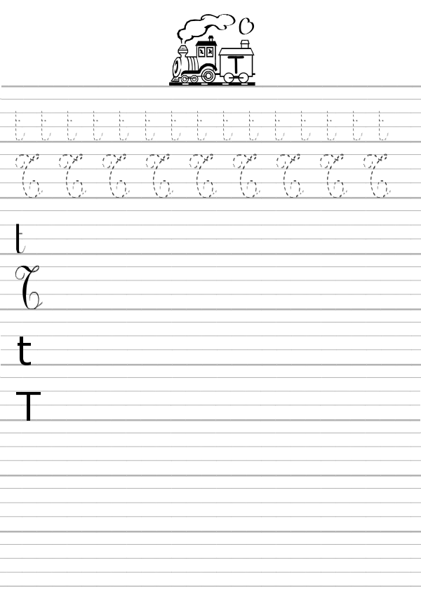 Apprendre à écrire la lettre T en majuscule et minuscule