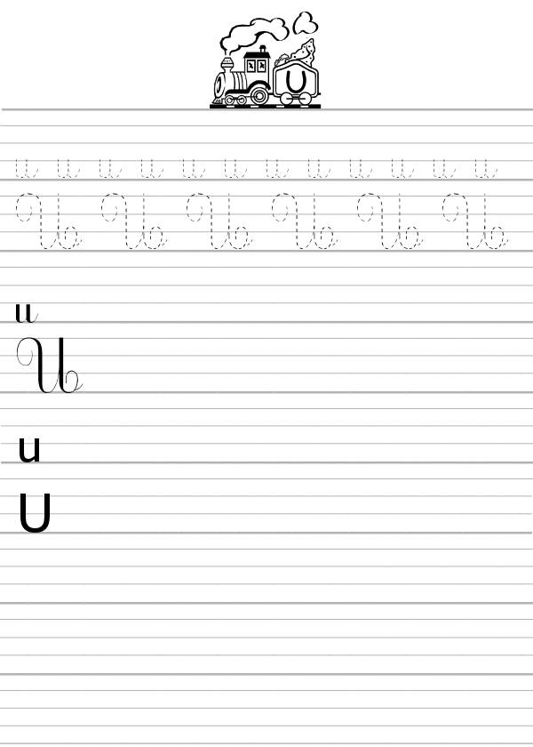 Apprendre à écrire la lettre U en majuscule et minuscule