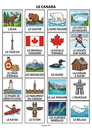 Fiche de vocabulaire à imprimer sur le Canada