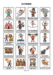 Fiche de vocabulaire à imprimer, le cirque