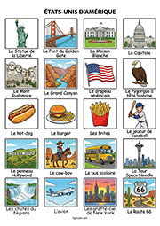 Fiche de vocabulaire sur le thème des États-Unis à imprimer