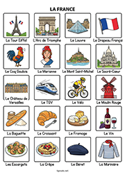 Fiche de vocabulaire à imprimer sur la France