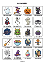 Fiche de vocabulaire à imprimer, Halloween