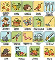 Fiche de vocabulaire à imprimer, le jardin