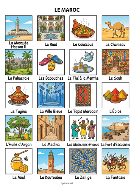 Imagier gratuit à imprimer, le maroc