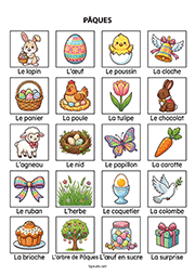 Fiche de vocabulaire à imprimer sur le thème de Pâques