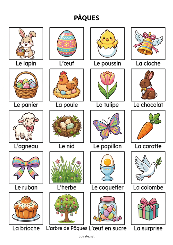 Imagier gratuit à imprimer, Pâques