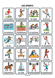 Fiche de vocabulaire sur le thème des différents sports à imprimer