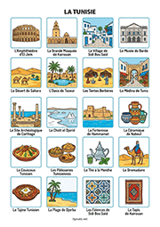 Fiche de vocabulaire sur le thème de la Tunisie à imprimer