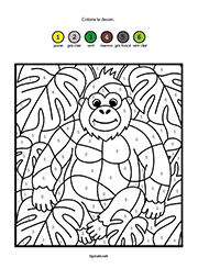 Coloriage magique à imprimer, un singe