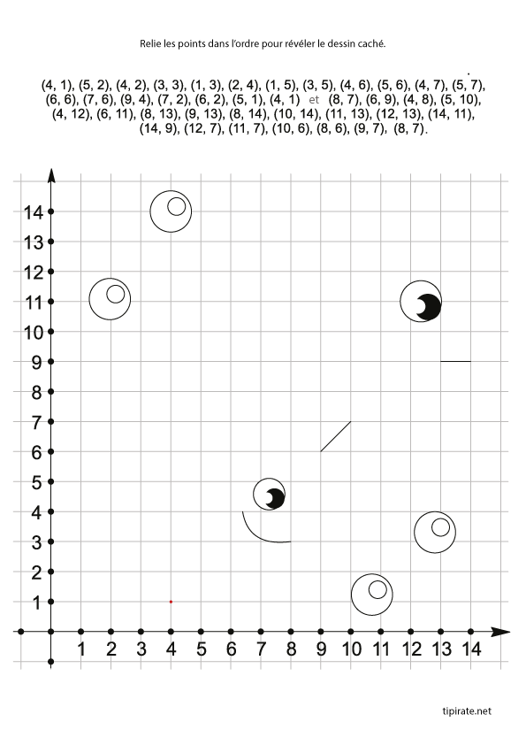 Fiche à imprimer, CP, CE1 Dessin par coordonnées de points, des poissons