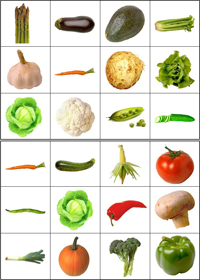 Jeu de loto, les légumes, planche 1