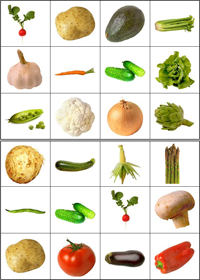 Jeu de loto, les légumes, planche 2