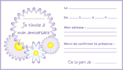 Carte d'invitation à un anniversaire, fleurs violettes
