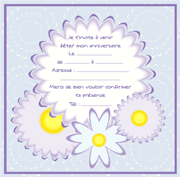 Carte d'invitation à un anniversaire, Fleurs violettes