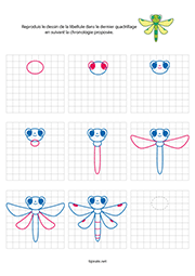 Dessiner une libellule sur quadrillage