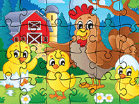 Puzzles en ligne, les animaux de la ferme, 24 pièces